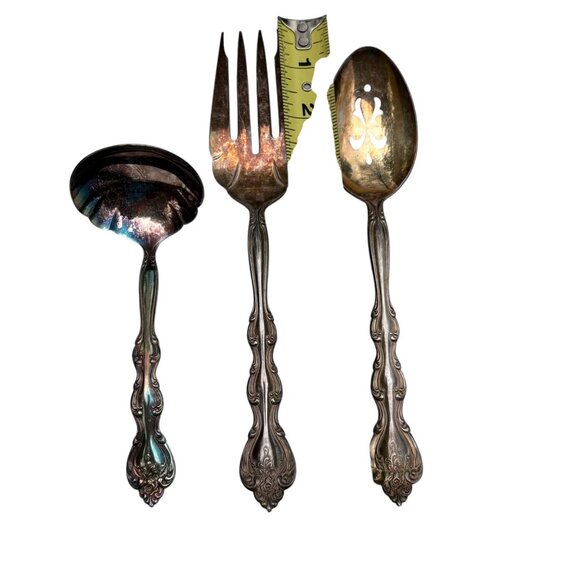 International Silverplate Serving Utensils Set Of 3 With Ornate Handles - Picture 4 of 7